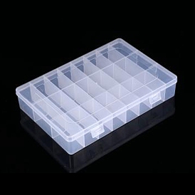 Transparent Plastic Bead Containers, with 24 Compartments, for DIY Art Craft, Nail Diamonds, Bead Storage, Rectangle