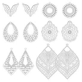 36 шт. 6 стили кайт круглый каплевидный 304 и 201 люстра из нержавеющей стали компоненты ссылки, гравированные металлические украшения