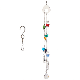 Gorgecraft Crystal Glass Suncatcher Chakra Colors Ceiling Chandelier Ball Prism, Window Hanging Ornament with Velvet Bags