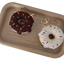 Porte-clés donut, kits de tricot diy pour débutants, y compris le crochet, marqueur de point, fil, instruction