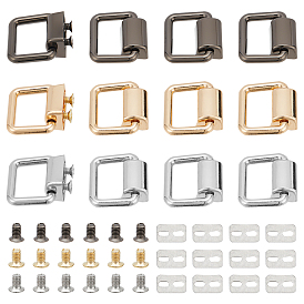 12 наборы 3 цвета цинковый сплав сумки подвески застежки, лямки пряжки, с винтом и прокладкой