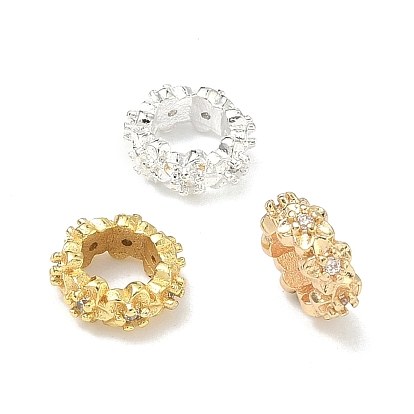 Цветок латунный микропаве прозрачный кубический цирконий европейские бусины, долговечный, стойки покрытие, большое отверстие шарик