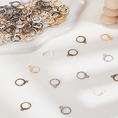 144Pcs 6 Colors Brass Leverback Earring Findings, Ring