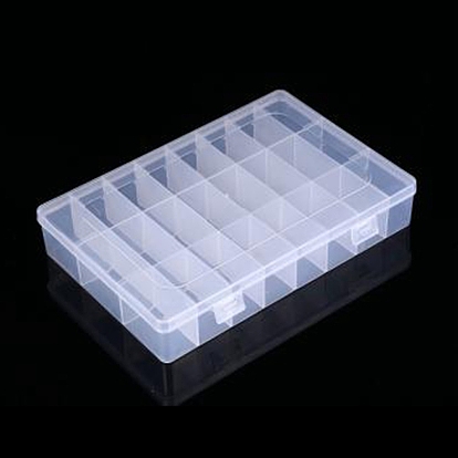 Transparent Plastic Bead Containers, with 24 Compartments, for DIY Art Craft, Nail Diamonds, Bead Storage, Rectangle