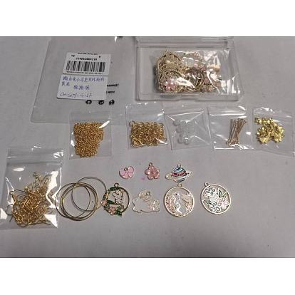 Kits de fabrication de bijoux en alliage émaillé avec boucles d'oreilles en forme de lapin