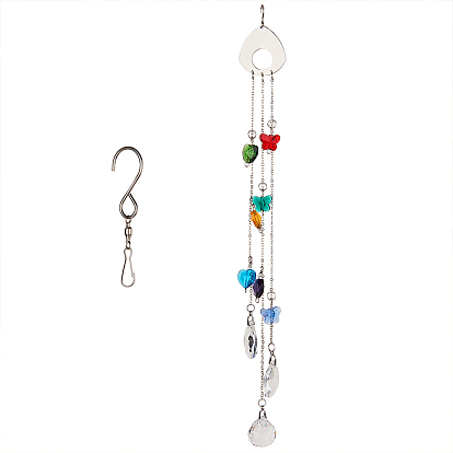 Crystal Glass Suncatcher Chakra Colors Ceiling Chandelier Ball Prism, Window Hanging Ornament with Velvet Bags