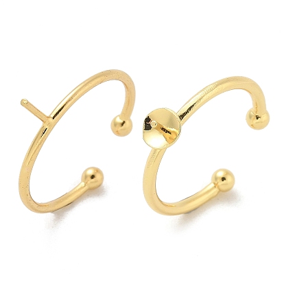 Латунные открытые манжеты для колец, для полуполых бусин 