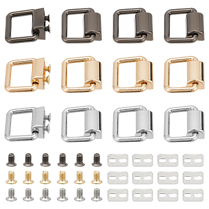 12 наборы 3 цвета цинковый сплав сумки подвески застежки, лямки пряжки, с винтом и прокладкой