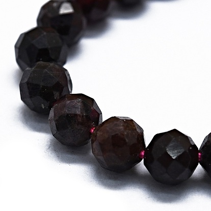 Natural Garnet Beads Strands, Faceted(64 Facets), Round