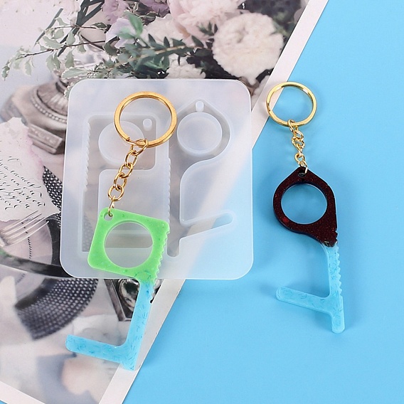 Силиконовые формы для подвески в форме ключа, пресс-формы для литья смолы с крюком dook, для бесконтактного открывания дверей