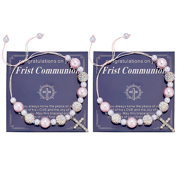 Браслеты с подвесками в виде крестов из сплава и страз, Браслеты из полимерной глины с бусинами и стразами, плетеные из бисера, для женщин., с открытки