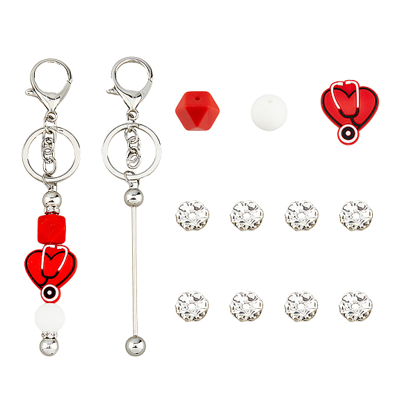 Набор для изготовления брелка своими руками, в том числе железный стержень из бисера брелок, стетоскоп силиконовые бусины, Разделители для бусин со стразами " Ближний Восток " 