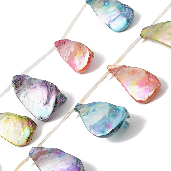 Естественных пресноводных оболочки бисер нитей, окрашенные, AB цвет, самородок