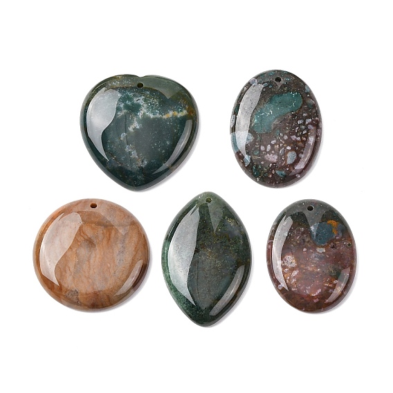 Природного индийского агата подвески, прямоугольное сердце конский глаз, разнообразные