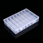 Transparent Plastic Bead Containers, with 24 Compartments, for DIY Art Craft, Nail Diamonds, Bead Storage, Rectangle