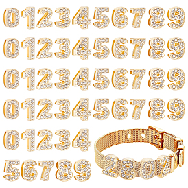 60Pcs Alloy Rhinestone Charms Sets, Numbers