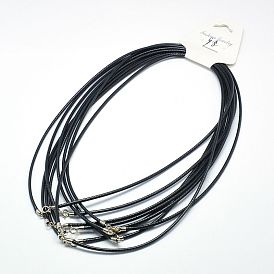 Waxed Cotton Cords, for Necklace Making, with 925 Sterling Silver Findings and Spring Ring Clasps