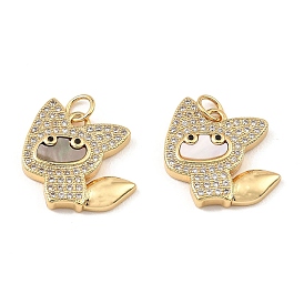 Brass Cubic Zirconia with Shell Pendants, Long-Lasting Plated, Lead Free & Cadmium Free, Cat
