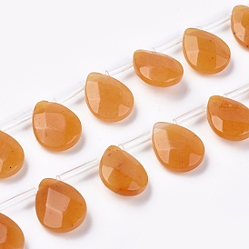 Natural Aventurine Beads Strands, Top Drilled Beads, Faceted, Teardrop