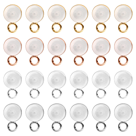 24Pcs 4 Colors Silicone Ear Nuts/Earring Backs, with Hole Finding and 316 Stainless Steel Loop
