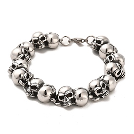 304 Stainless Steel Skull Link Chain Bracelets