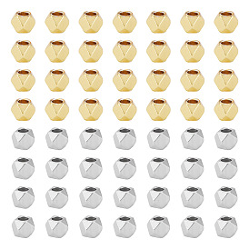 220шт 2 цвета стойка покрытие латунные распорные бусины, долговечный, без кадмия и без свинца, многоугольник