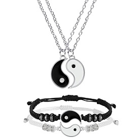 Yin Yang Eight Trigrams Necklace Tai Chi Bracelet Couple BFF Handmade Set