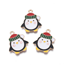 Рождественские эмали сплава подвески, без кадмия и без свинца, золотой свет, пингвин