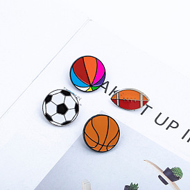 Cartoon sports goods brooch football basketball alloy paint corsage student denim bag lapel pin