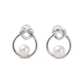 925 Sterling Silver Studs Earring, with Cubic Zirconia and Natural Pearl, Teardrop with Heart