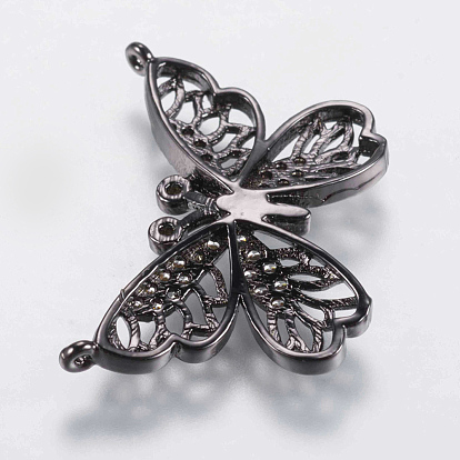 Brass Micro Pave Cubic Zirconia Pendants, Butterfly