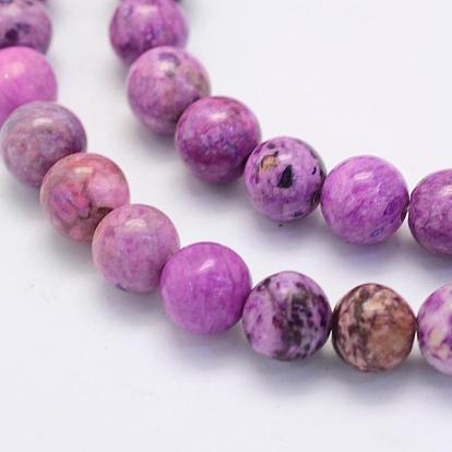Natural Crazy Agate Beads Strands, Round, Dyed & Heated