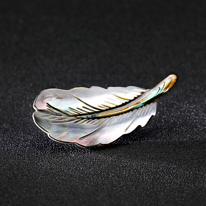 Abalone Shell/Paua Shell Feather Shape Lapel Pin, Creative Brooch for Women