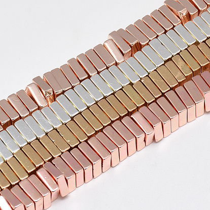 Electroplate Non-magnetic Synthetic Hematite Beads Strands, Square Heishi Beads