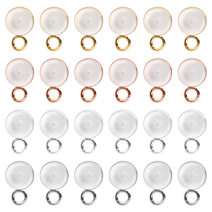 24Pcs 4 Colors Silicone Ear Nuts/Earring Backs, with Hole Finding and 316 Stainless Steel Loop