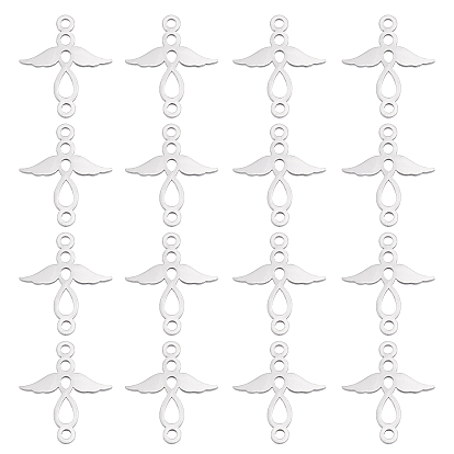 201 Stainless Steel 2-Loop Link Pendants, Angel
