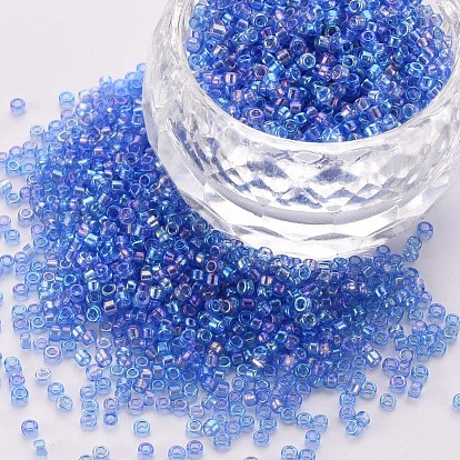 Glass Cylinder Beads, Seed Beads, Transparent Colours Rainbow, Round Hole