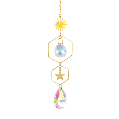 Большой кулон из кварцевого хрусталя, подвесные ловцы солнца, солнце и звезда