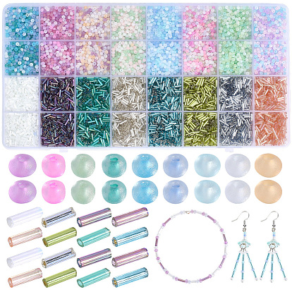 2400 piezas 16 colores cuentas redondas de vidrio esmerilado transparente, con cuentas de vidrio transparentes de colores arcoíris