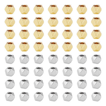 220шт 2 цвета стойка покрытие латунные распорные бусины, долговечный, без кадмия и без свинца, многоугольник
