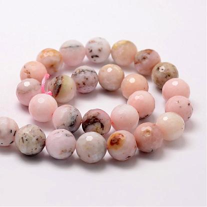 Faceted Round Natural Pink Opal Beads Strands