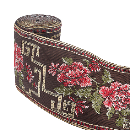 5 Meter Jacquard Ribbon, Tyrolean Ribbon, Polyester Ribbon, for DIY Sewing Crafting, Home Decors, Floral Pattern