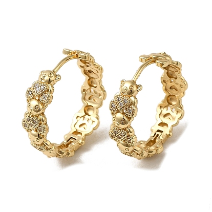 KC Gold Plated Brass Micro Pave Cubic Zirconia Hoop Earring