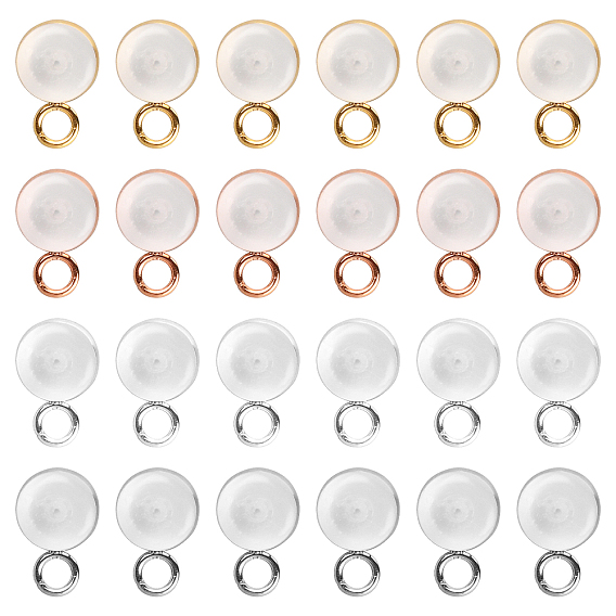 24Pcs 4 Colors Silicone Ear Nuts/Earring Backs, with Hole Finding and 316 Stainless Steel Loop