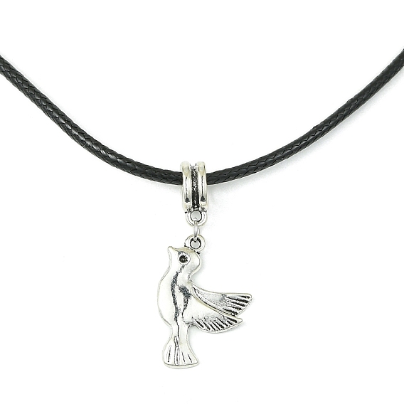 Alloy Bird Pendant Necklaces, with Imitation Leather Cords