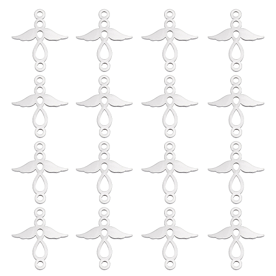 201 Stainless Steel 2-Loop Link Pendants, Angel
