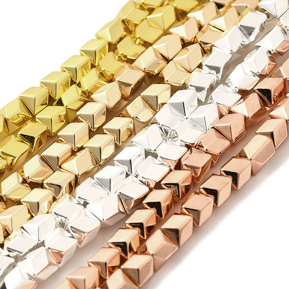 Гальванические нити из синтетических немагнитных гематитовых бусин, граненые, многоугольник