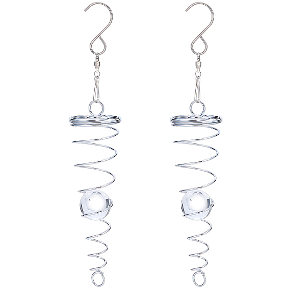 2Pcs Steel Spring Coil Fittings, for Wind Chime Making, with 2Pcs Stainless Steel Wind Spinner Swivel Hooks and Crystal Ball