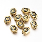 Alloy Enamel Beads, Rectangle with Spot Pattern, Antique Golden