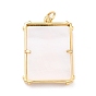 Brass Micro Pave Clear Cubic Zirconia Pendants, with Natural Shell, Long-Lasting Plated, Rectangle with Word MAMA